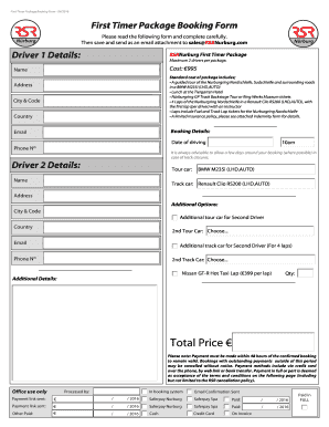 First Timer Package Booking Form - RSRNurburg