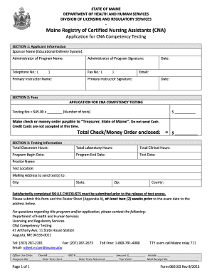 Maine CNA Competency Testing Application