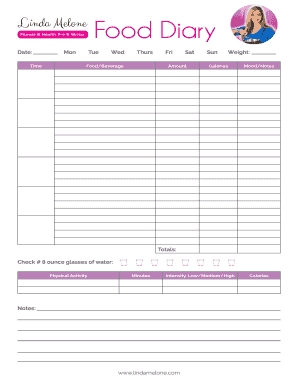 Food Diary Template