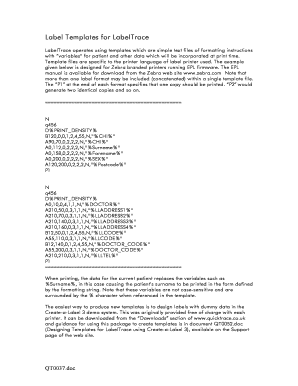 Label Templates for LabelTrace - bQUICKTRACEb LIMITED - quicktrace co