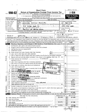 CIAB No 15451150 Short Form Return of Organization Exempt From Income Tax Form 990EZ J04 Under section 501(c ), 527, or 4947( a)(1) of the Internal Revenue Code ( except black lung benefit trust or private foundation) For organizations with