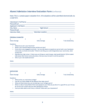 Alumni Admission Interview Evaluation Form - alumni emory