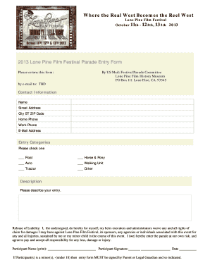 Parade Application for 2013 LPFFdoc - lonepinefilmfestival