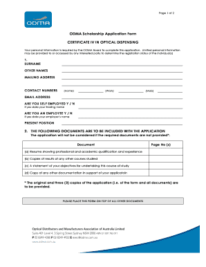 BODMAb Scholarship Application Form CERTIFICATE IV IN