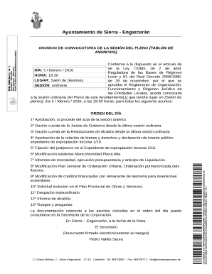 Ayuntamiento de Sierra - Engarcerán Meeting Notice