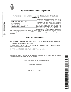 Ayuntamiento de Sierra - Engarcerán Meeting Notice