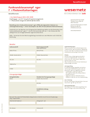 Funkrundsteuerempfänger Bestellformular