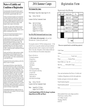 World Soccer Academy Waiver and Registration Form