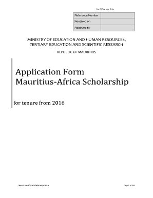 Application Form Mauritius-Africa Scholarship - mgirti