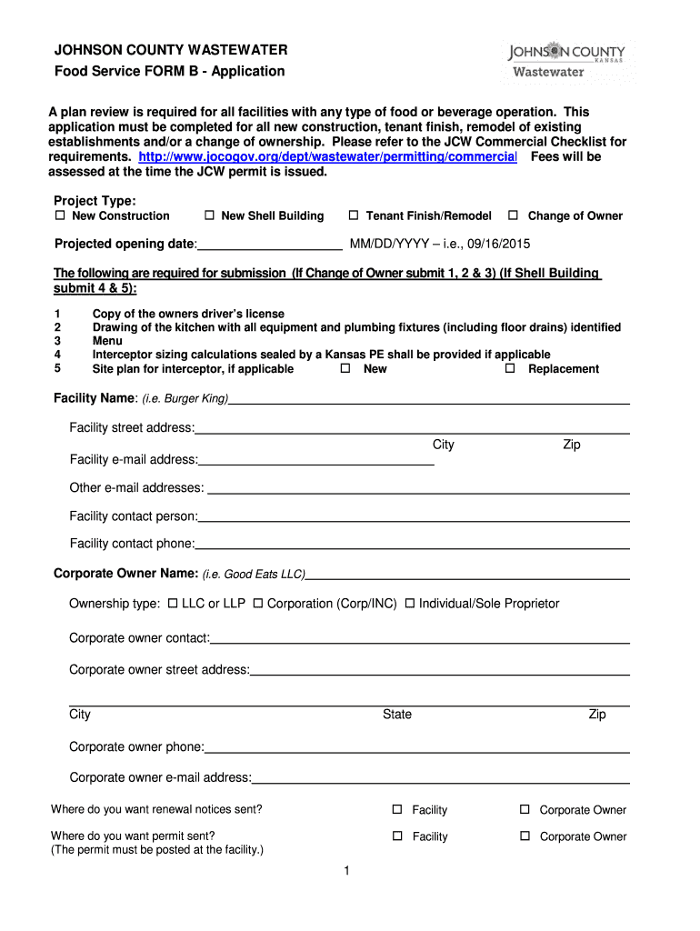 Fillable online jocogov johnson county wastewater fax email print