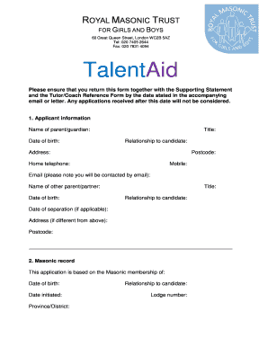 TalentAid Application Form - durham2021