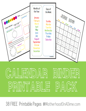 Fillable Online Calendar Binder Printable Pack 38 FREE Printable Pages ...