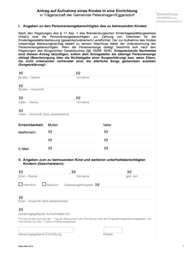  Foto zu Ausfüllbar Online doppeldorf Antrag auf Aufnahme in eine kommunale KiTa 