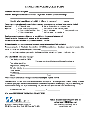 EMAIL MESSAGE REQUEST FORM - MGI Lists