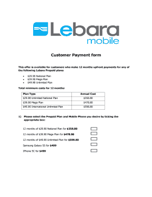 Customer Payment form - bLebarab Mobile