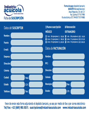 Datos del SUSCRIPTOR Nueva suscripcin Renovacin MEXICO