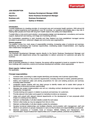 Detailed Job Description Template - Tunstall Healthcare