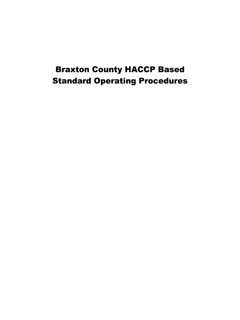 Fillable Online boe brax k12 wv HACCPBased Standard Operating Procedures Braxton County