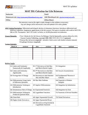 Example Syllabus - School of Mathematical and Statistical Sciences - math asu