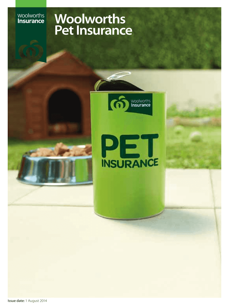 Fillable Online Woolworths Pet Insurance is distributed and promoted by