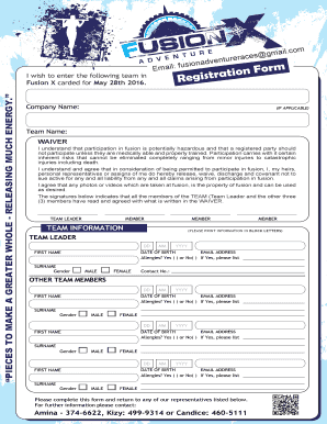 Download Fusion X Registration Form - Fusion Adventure Race