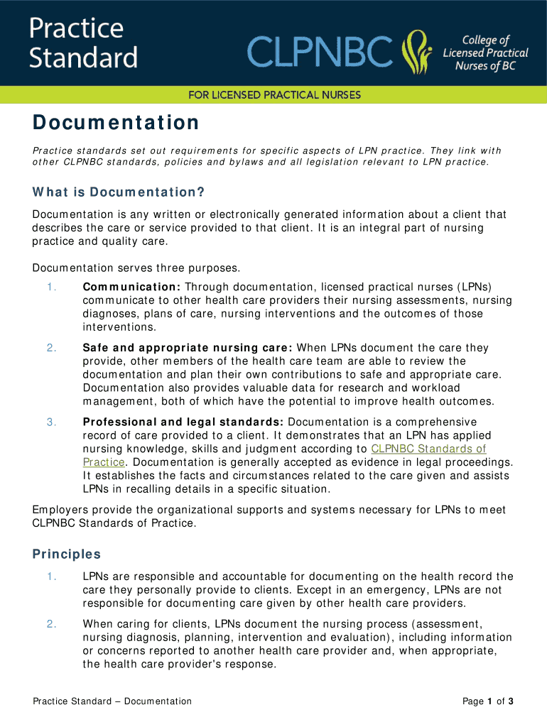 Fillable Online Practice standards set out requirements for specific