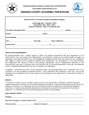 Parent consent letter - Parent Consent Form 6th--newform - ocde