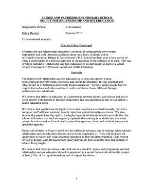 Fillable Online bridge kent sch SCHOOL POLICY FOR SEX EDUCATION
