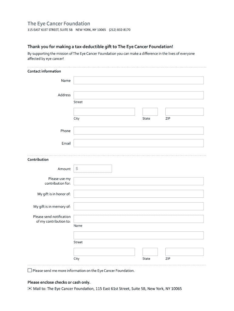 Fillable Online The Eye Cancer Foundation The Eye Cancer Network Fax