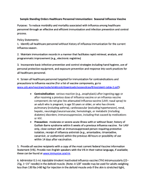 Fillable Online Sample Standing Orders Healthcare Personnel