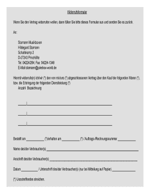 Widerrufsformular An - jukebox-worldde