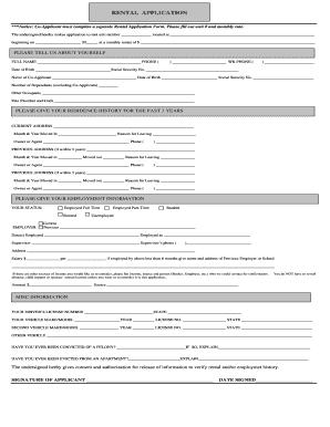 Rental Application Form