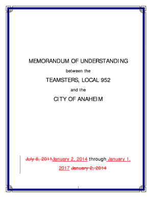 Memorandum of understanding template - Memorandum of understanding teamsters local 952 city of anaheim - local anaheim