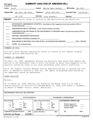 Fillable Online ftb ca SB 1425 - Legislative Intent to Conform to IRS ...