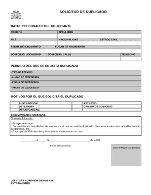 Solicitud de duplicado de Permiso por robo extravio etc