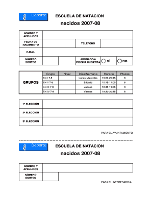 Swimming School Registration Form