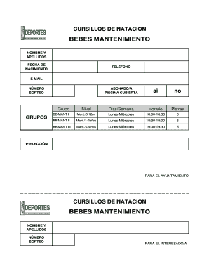 Grupo Nivel Dias Semana Horario Plazas BB MANT I Mant