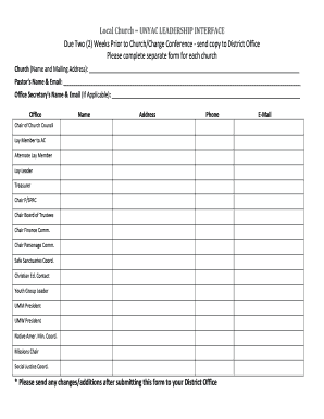 Church Leadership Interface Form