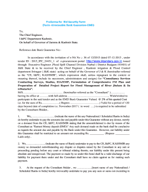 Irrevocable burial trust - Proforma for Bid Security Form Form -Irrevocable Bank