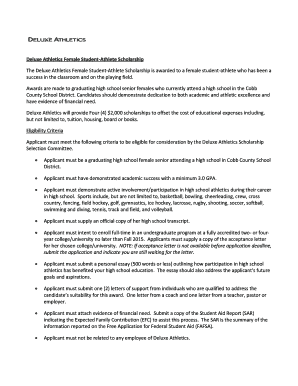 Deluxe Athletics Female Student-Athlete Scholarship The Deluxe ... - cobbschoolsfoundation