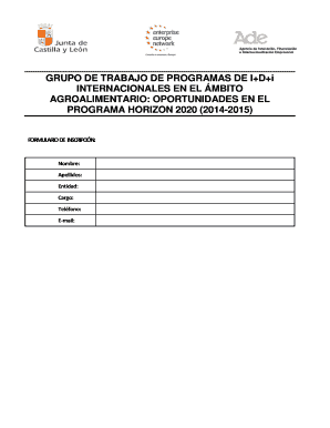 Grupo de trabajo de programas de i+d+i internacionales en el mbito agroalimentario: oportunidades en