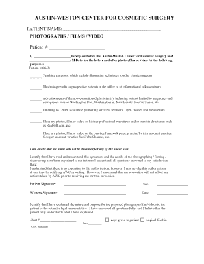 Photo Release Form - Austin-Weston Center for Cosmetic Surgery