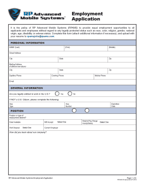 RPAMS Employment Application