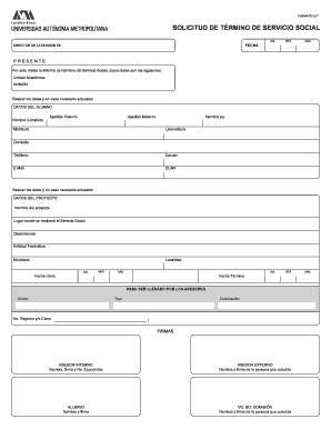 Servicio Social Termination Request Form