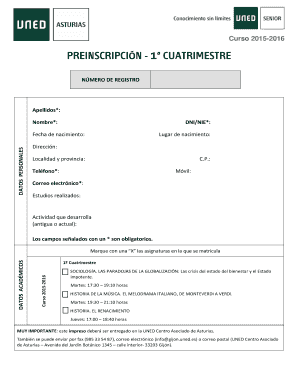 UNED Asturias Registration Form