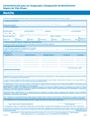 Consentimiento para ser Asegurado y Designación de Beneficiarios