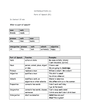 INTRODUCTION (1) Parts of Speech (01) In Context 10 min What is ... - wootest free