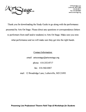 org Thank you for downloading the Study Guide to go along with the performance presented by Arts On Stage - artsonstage