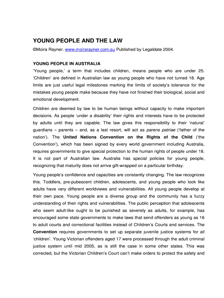 Fillable Online YOUNG PEOPLE AND THE LAW Fax Email Print - pdfFiller