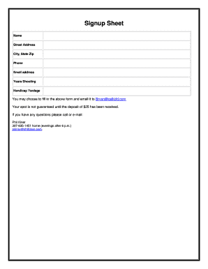 Signup Sheet - Kingsburg Gun Club - kingsburggunclub